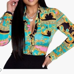 WOMEN'S COLORFUL, LONG SLEEVE BLOUSE